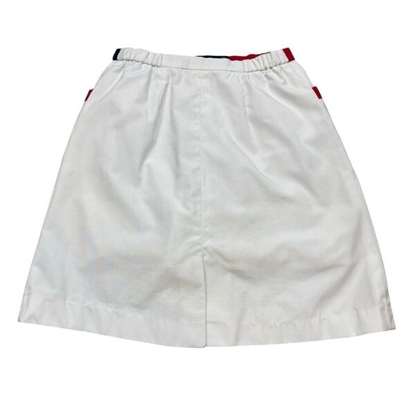 Vintage Leon Levin White Skirt with Blue and Red Pockets Size 10 - Picture 5 of 11